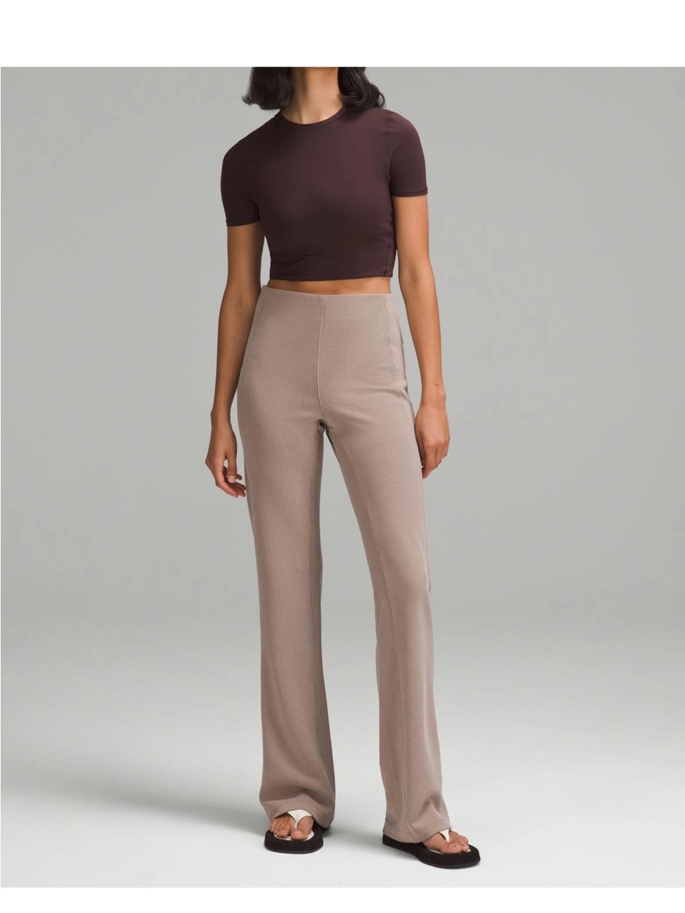 lululemon athletica Ribbed Wide-Leg Pants in Taupe